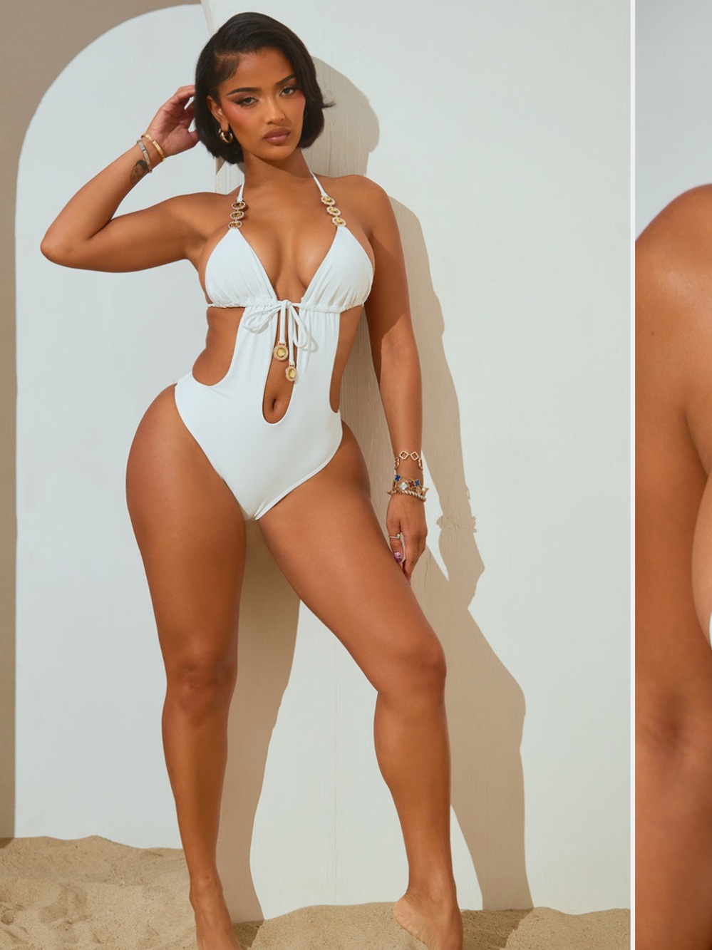 NWT White Cutout One-Piece Swimsuit